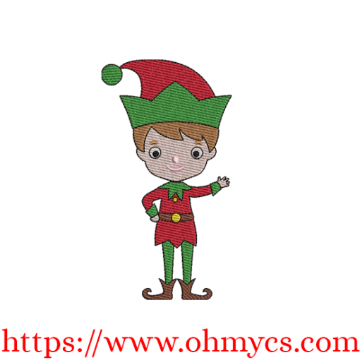 Jolly Christmas Boy Elf Embroidery Design