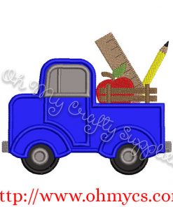 Back to School Vintage Truck Applique Design
