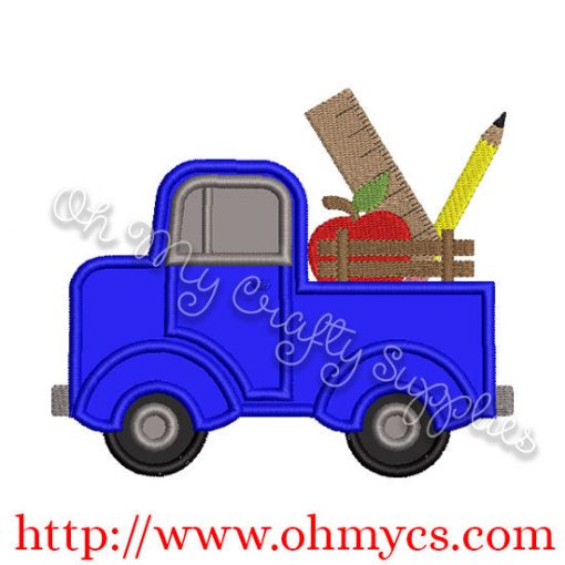 Back to School Vintage Truck Applique Design