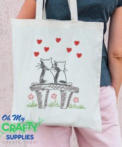 Cats on a Bench Embroidery Design