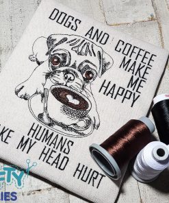 Dogs and Coffee Embroidery Design