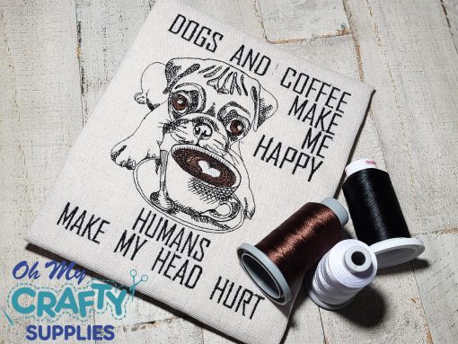 Dogs and Coffee Embroidery Design