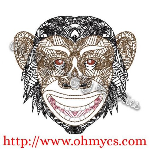 Henna Chimpanzee Embroidery Design