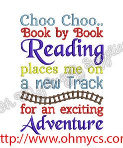 Train Book Saying Embroidery Design