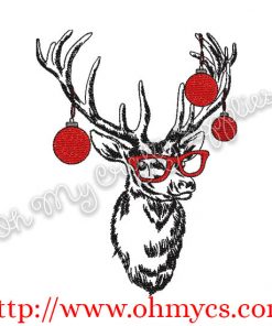 Christmas Deer Sketch Embroidery Design