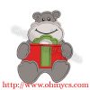 Christmas Hippo Applique Design