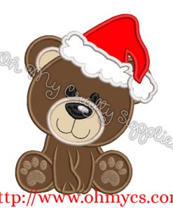 Christmas Teddy Bear santa hat Applique
