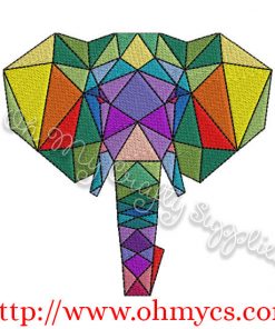 Colorful Abstract Elephant Embroidery Design