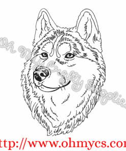 Confident Husky Sketch Embroidery Design