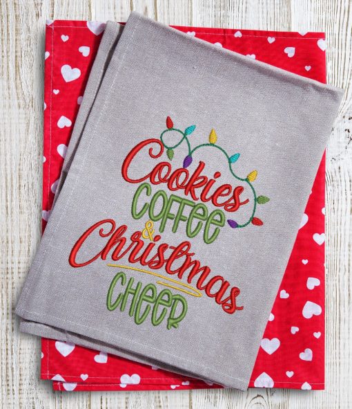 Cookies Coffee and Christmas Cheer embroidery Design