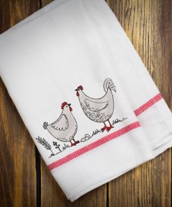 Country Hen and Rooster Embroidery Design