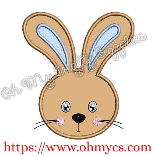 Cute Boy Easter Bunny Head Applique Design