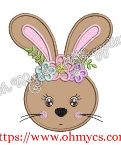 Cute Easter Bunny Head Applique Design