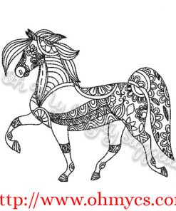 Dancing Henna Horse Embroidery Design