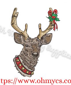 Christmas Reindeer Solid Stitch Embroidery Design