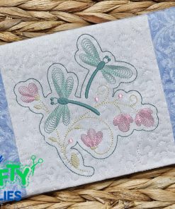 Dragonfly Dreams Mug Rug Embroidery Design (REV)
