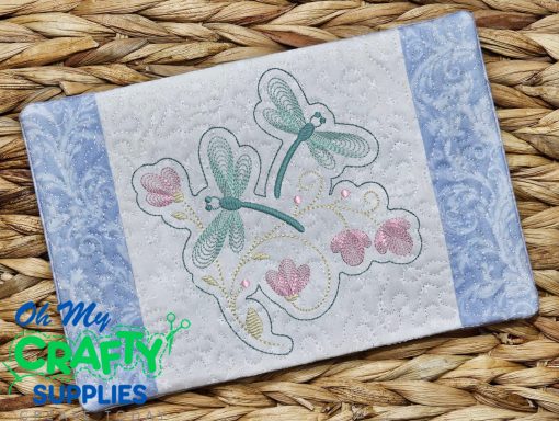 Dragonfly Dreams Mug Rug Embroidery Design (REV)