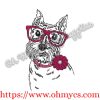 Drawing Dog with Glasses Embroidery Design