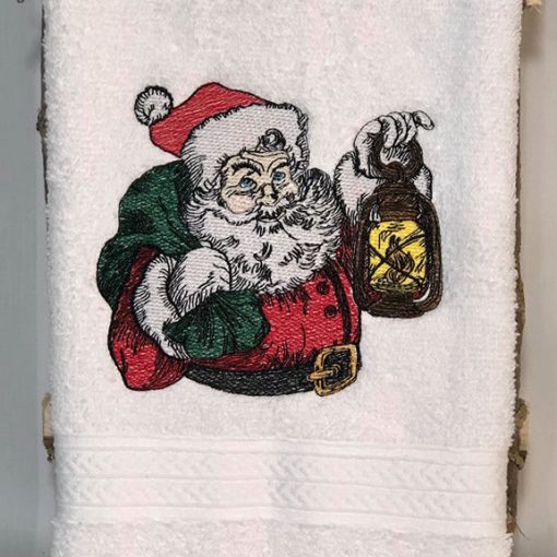 Detailed Santa Claus Colored Sketch Embroidery Design