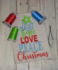 Joy Hope Love Peace Christmas Tree Embroidery Design