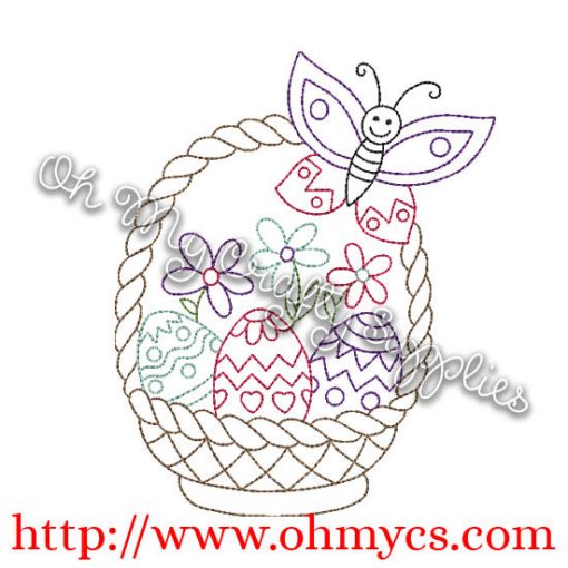 Henna Easter Basket with Butterfly Embroidery Design
