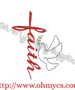 Faith Cross Dove Embroidery Design