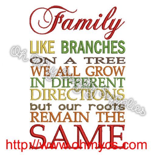 Family Tree Embroidery Design