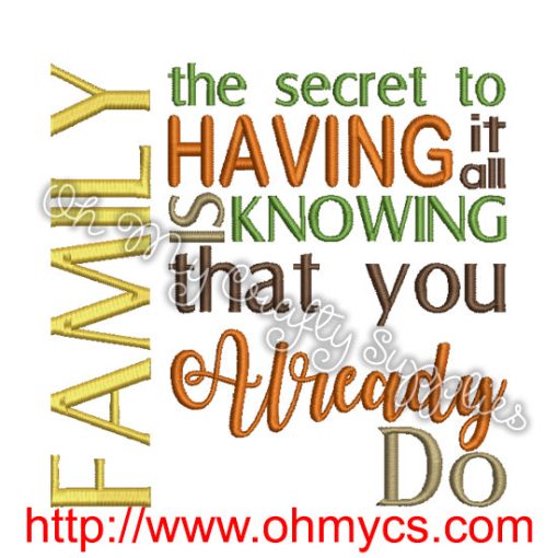 The Family Secret Embroidery Design