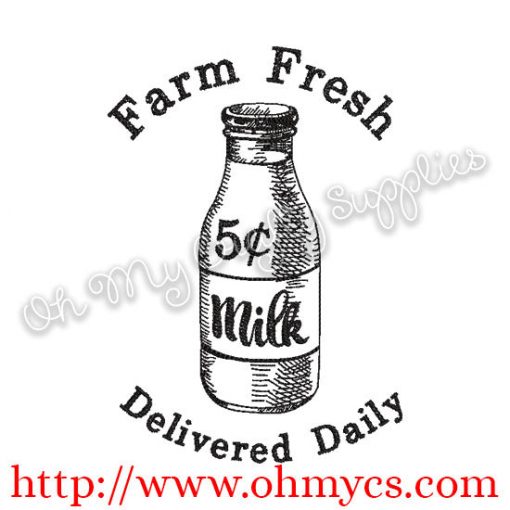 Sketch Farm Fresh Milk Embroidery Design
