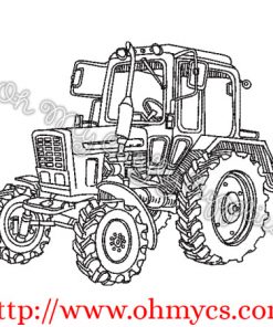 Farm Tractor Sketch Embroidery Design