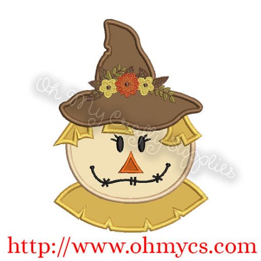 Female Scare Crow Applique Design