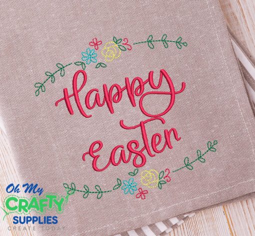 Floral Happy Easter 2021 Embroidery Design