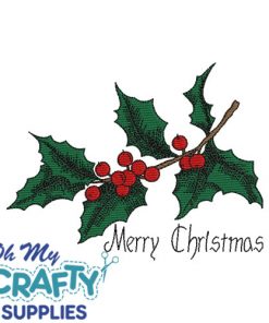 Merry Christmas Sketch Holly Embroidery design