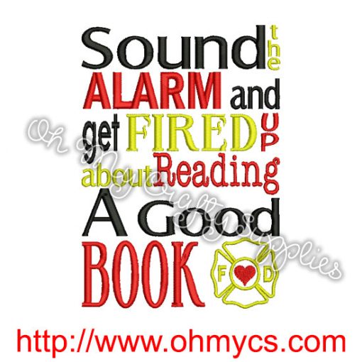 Firetruck Book Embroidery Design