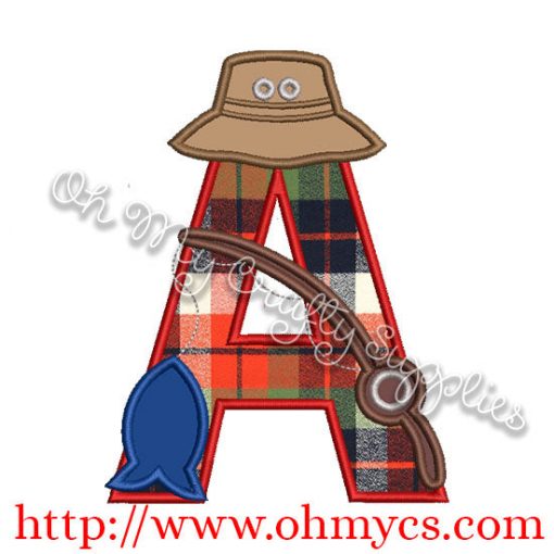 Fishing A Applique Letter Design