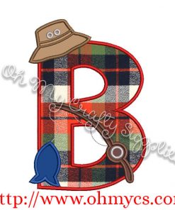Fishing B Applique Letter Design
