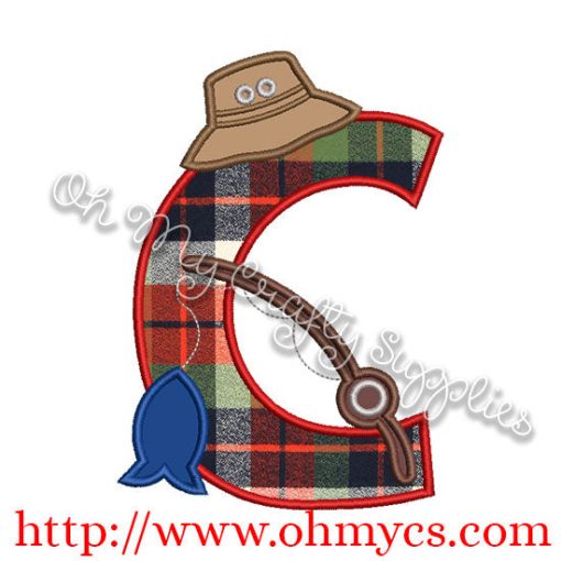 Fishing C Applique Letter Design