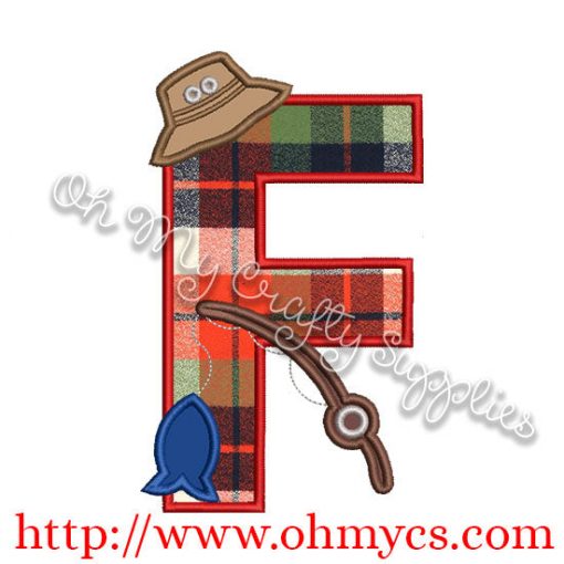 Fishing F Applique Letter Design