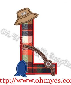 Fishing L Applique Letter Design