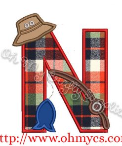 Fishing N Applique Letter Design