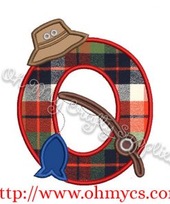 Fishing O Applique Letter Design