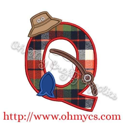 Fishing Q Applique Letter Design