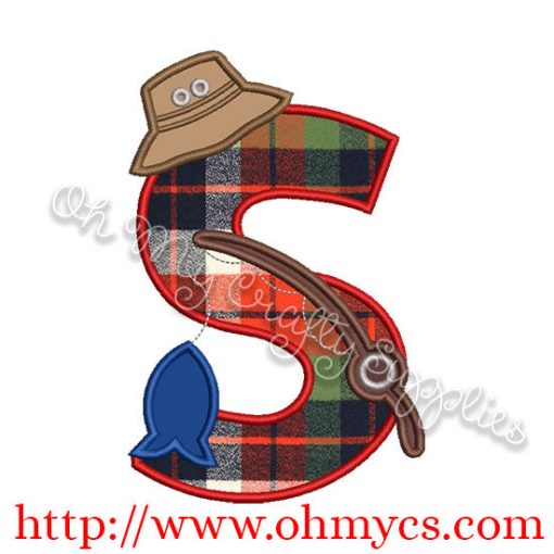 Fishing S Applique Letter Design
