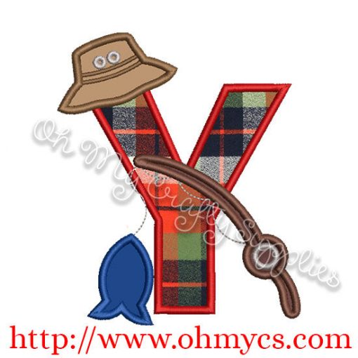 Fishing Y Applique Letter Design