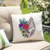 Floral Wolf Embroidery Design