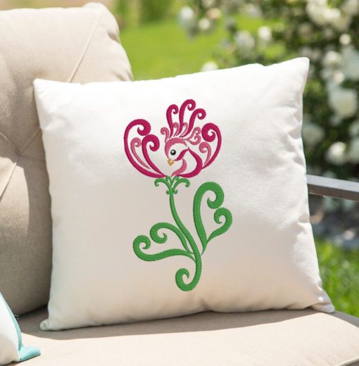 Flower Bird Embroidery Design