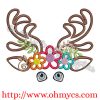 Floral Deer Head Embroidery Applique