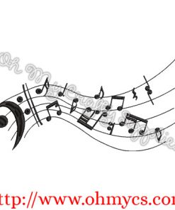 Flowing Music Notes Embroidery Design