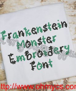 Frankenstein Monster Embroidery Font (BX Included)