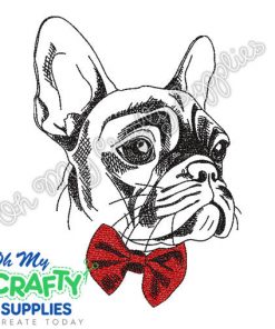 French Bulldog with Bowtie Embroidery Design